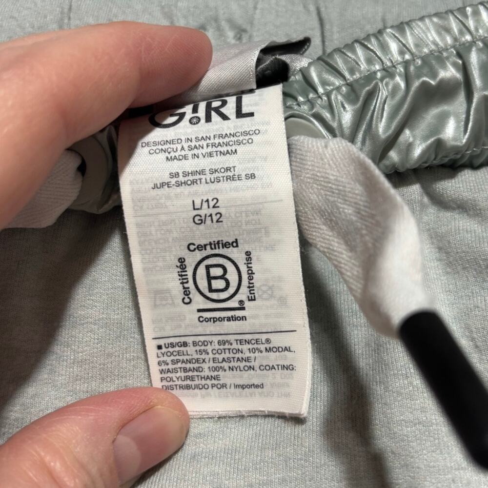 Athleta Girl x Simone Biles L 12 Shine Skort Shorts Athletic Soft Grey Mint - Picture 5 of 7